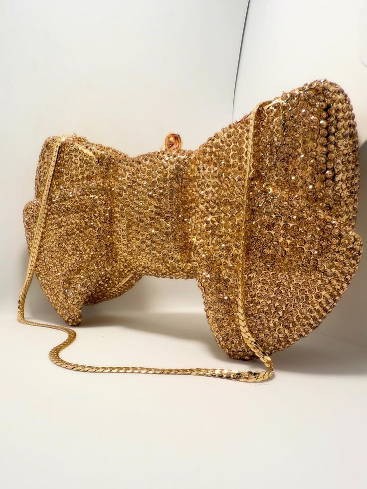 Luxury Gold & Sliver Bow Swarovski Crystal Clutch – Bridal & Party Edition ✨