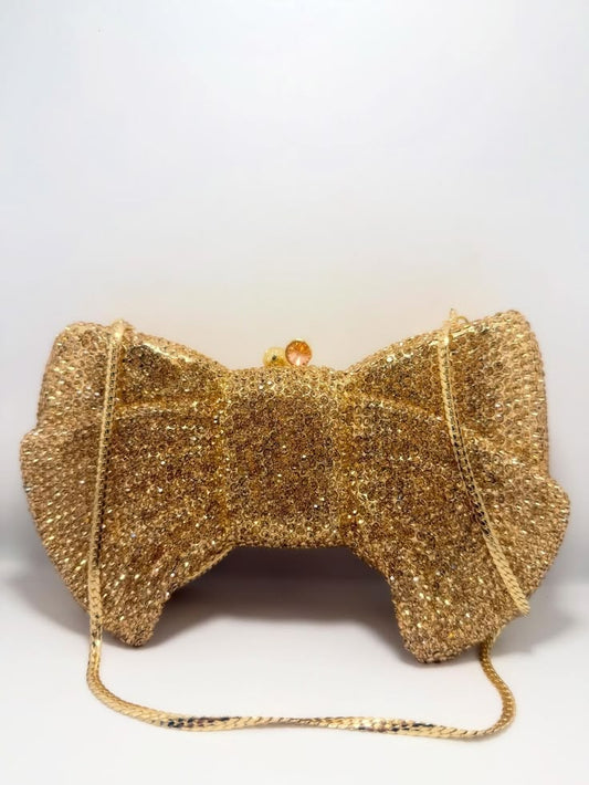 Luxury Gold & Sliver Bow Swarovski Crystal Clutch – Bridal & Party Edition ✨
