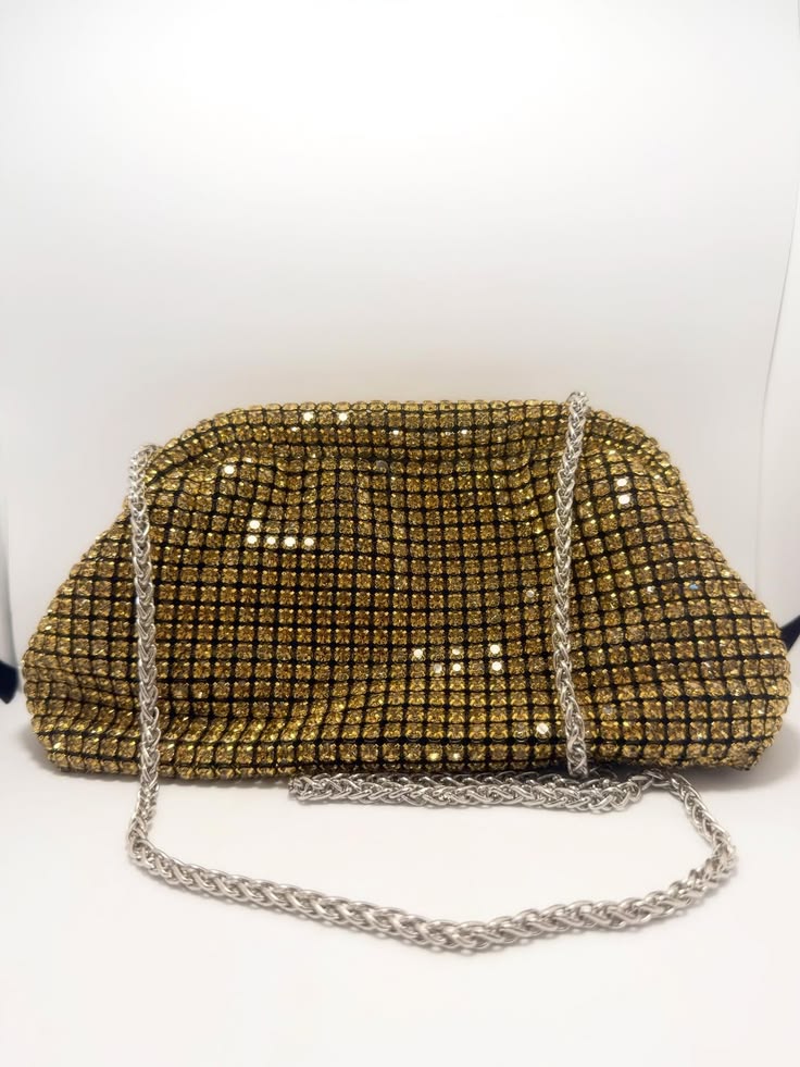 Luxury Bling Crystal Clutch Bag – Available in Blue, Silver & Gold