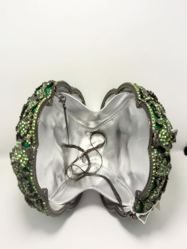 Luxury Emerald Green Crystal Rose Flower Clutch Bag ✨💚🌹