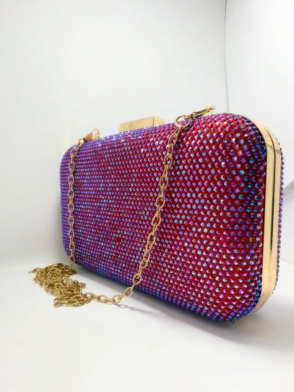 Ruby Sparkle Evening Clutch – Luxury Bling Party Bag