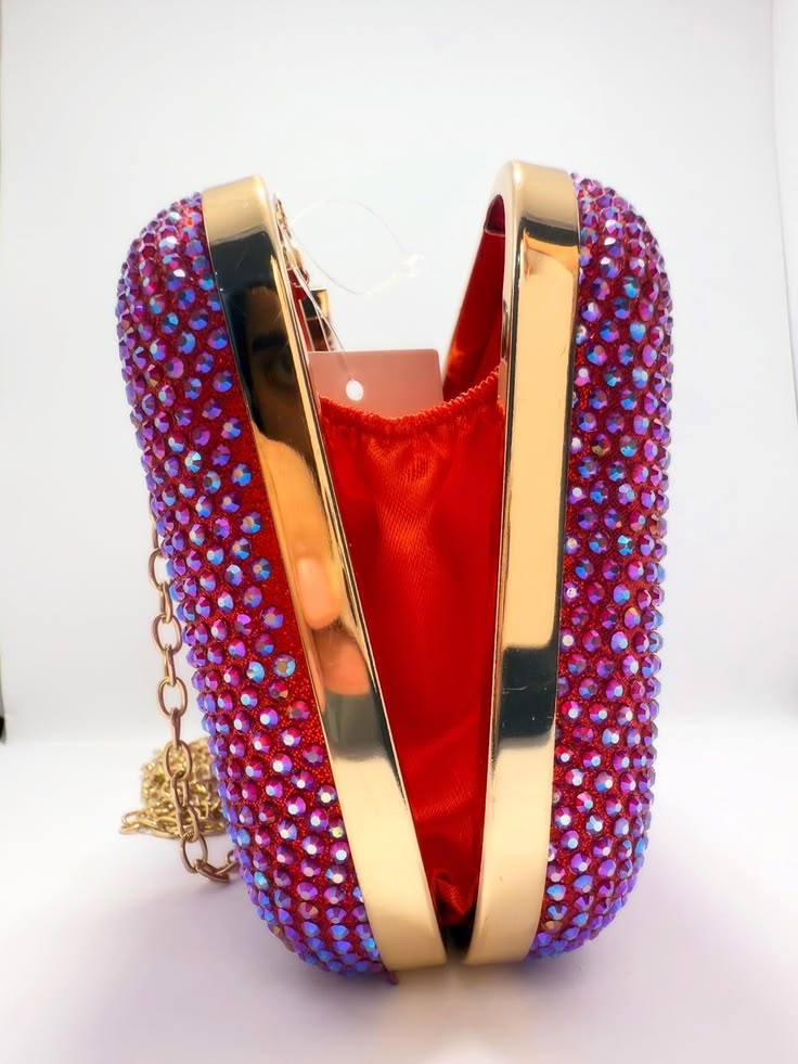 Ruby Sparkle Evening Clutch – Luxury Bling Party Bag