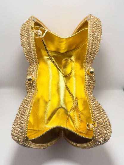 Luxury Gold & Sliver Bow Swarovski Crystal Clutch – Bridal & Party Edition ✨