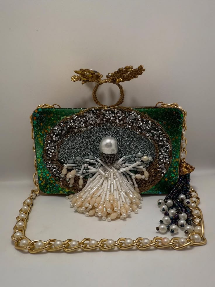 Elegant Handmade Turkish Crystal Evening Party Clutch Bag for Women