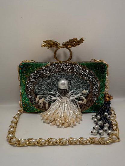 Elegant Handmade Turkish Crystal Evening Party Clutch Bag for Women