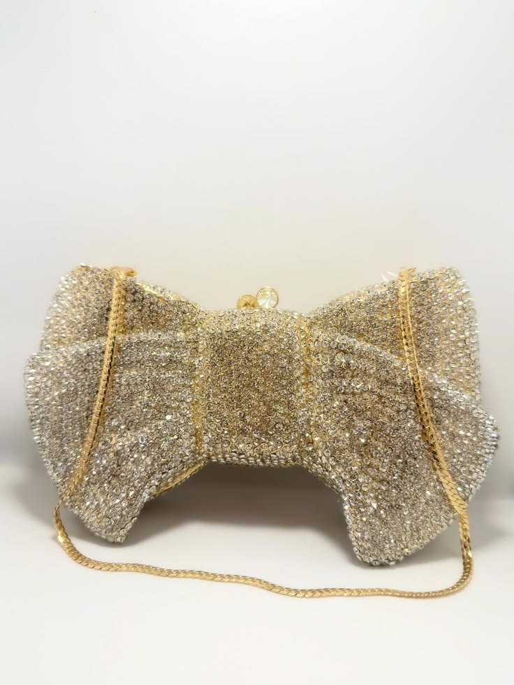Luxury Gold & Sliver Bow Swarovski Crystal Clutch – Bridal & Party Edition ✨