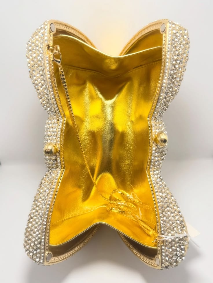 Luxury Gold & Sliver Bow Swarovski Crystal Clutch – Bridal & Party Edition ✨