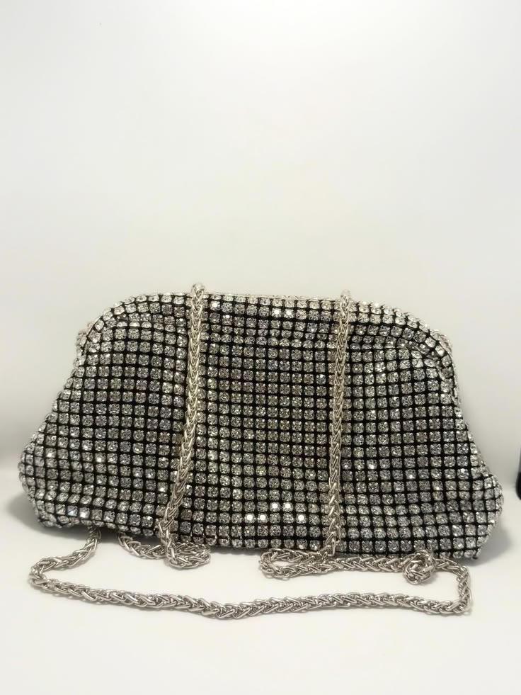 Luxury Bling Crystal Clutch Bag – Available in Blue, Silver & Gold