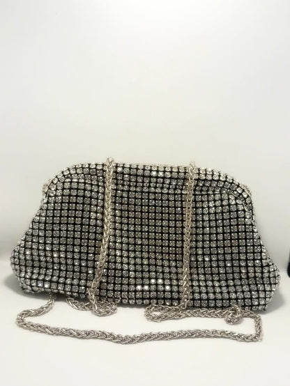 Luxury Bling Crystal Clutch Bag – Available in Blue, Silver & Gold