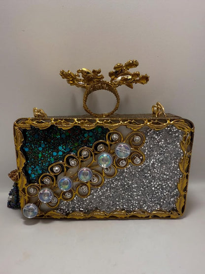 Elegant Handmade Turkish Crystal Evening Party Clutch Bag for Women