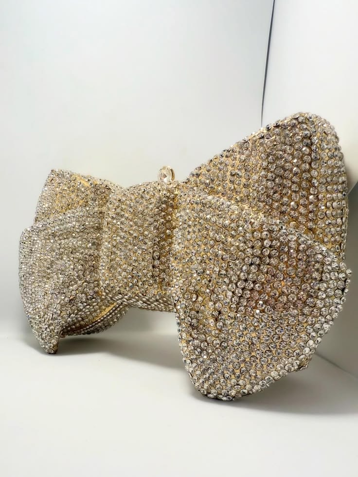 Luxury Gold & Sliver Bow Swarovski Crystal Clutch – Bridal & Party Edition ✨