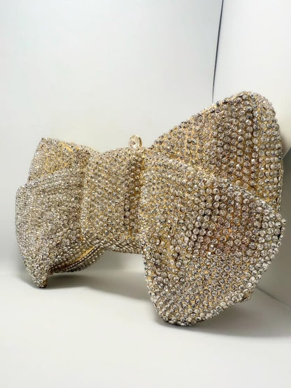 Luxury Gold & Sliver Bow Swarovski Crystal Clutch – Bridal & Party Edition ✨