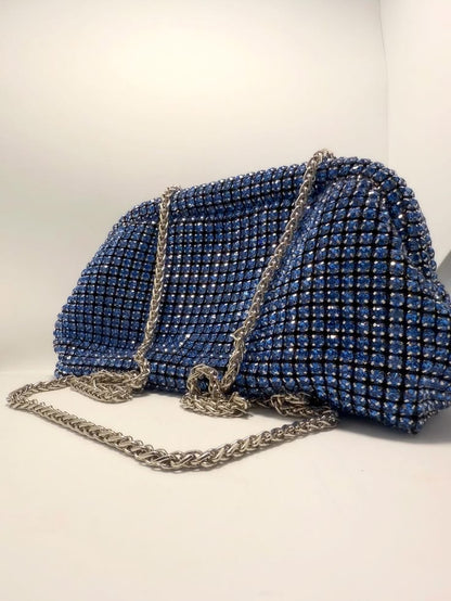 Luxury Bling Crystal Clutch Bag – Available in Blue, Silver & Gold