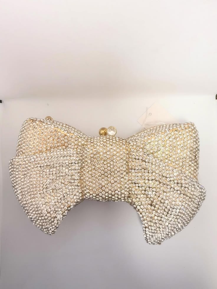 Luxury Gold & Sliver Bow Swarovski Crystal Clutch – Bridal & Party Edition ✨