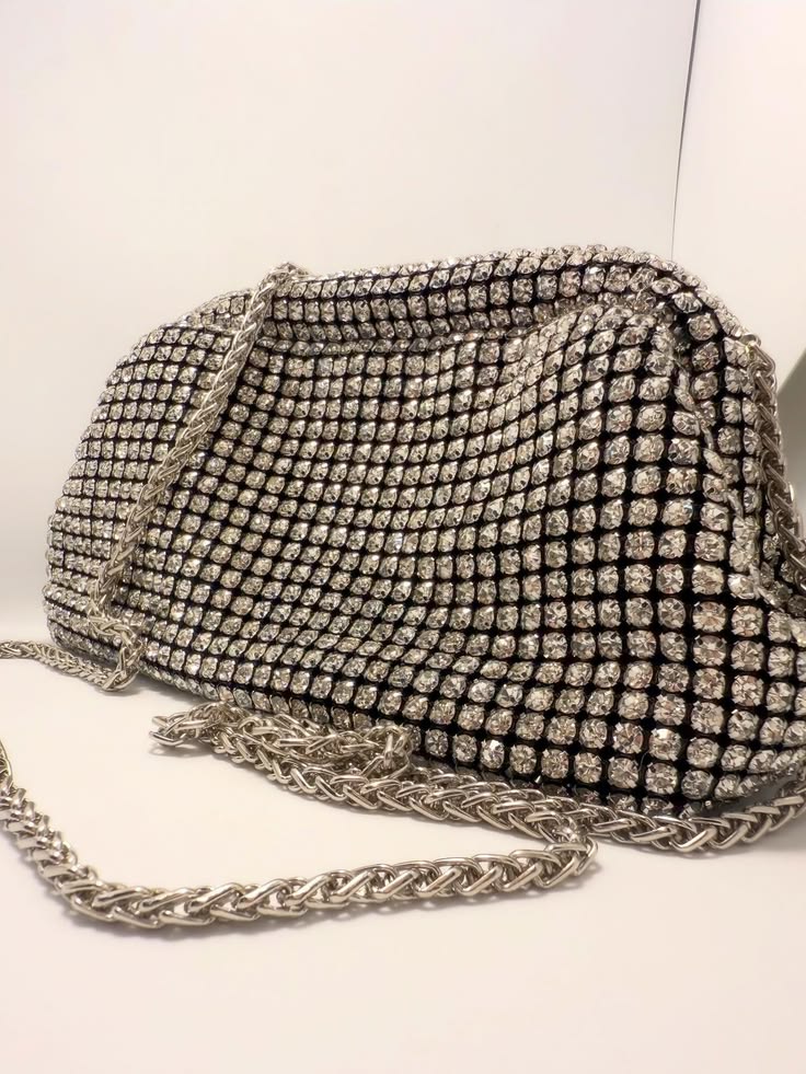 Luxury Bling Crystal Clutch Bag – Available in Blue, Silver & Gold