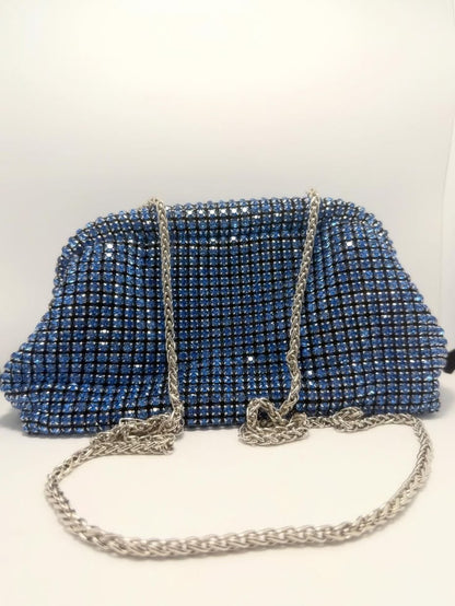 Luxury Bling Crystal Clutch Bag – Available in Blue, Silver & Gold
